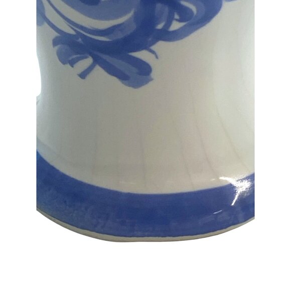 Hand-Painted Blue & White Ceramic Basket Vase With Floral Design Made In Portuga - Picture 9 of 9